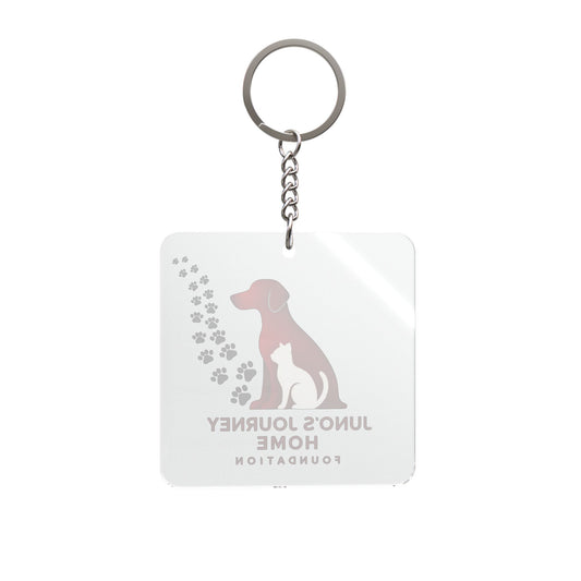 Juno's Journey Home Foundation Square Keychain | Dog Rescue Paw Print Fundraiser