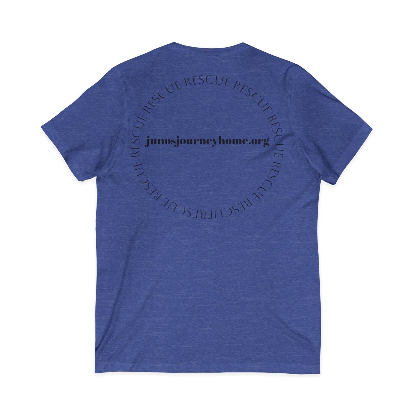 Juno's Journey Home Rescue Logo V-Neck Tee | Dog & Cat Rescue Charity Shirt
