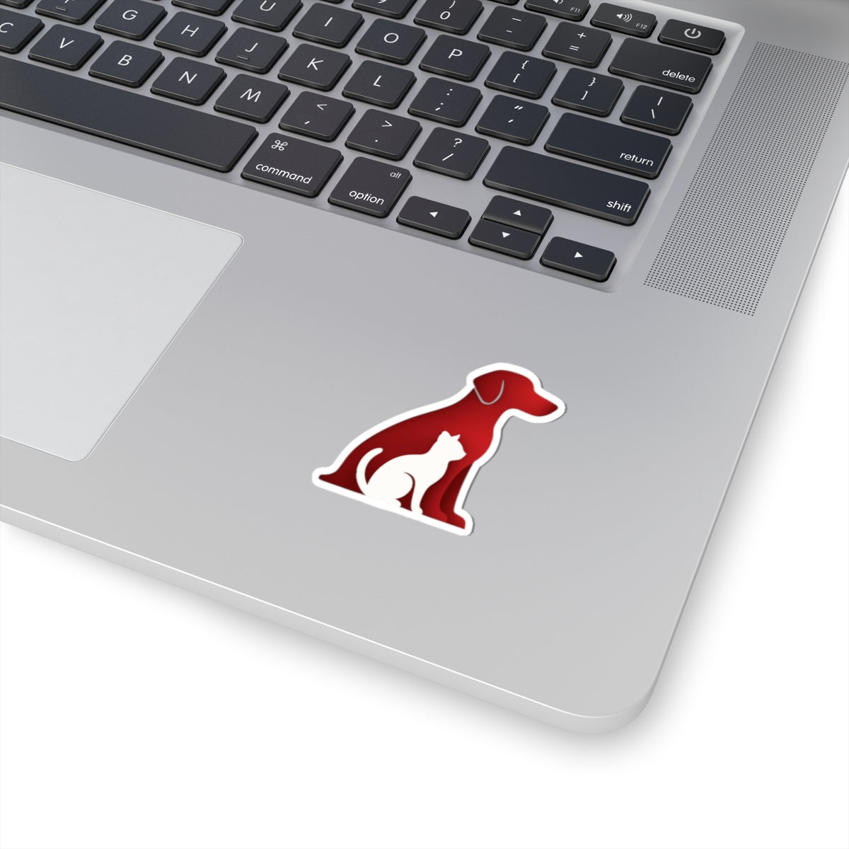 Pet Silhouette Sticker | Red Dog & Cat Kiss-Cut Vinyl Decal for Charity
