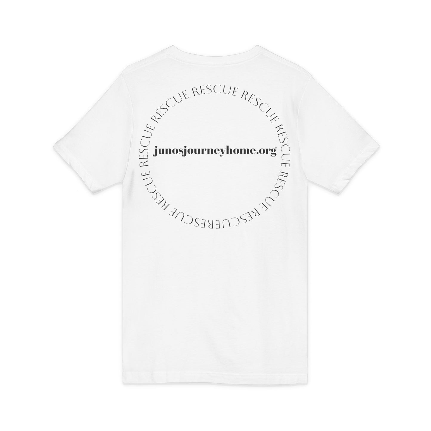 Juno's Journey Home Rescue Logo V-Neck Tee | Dog & Cat Rescue Charity Shirt