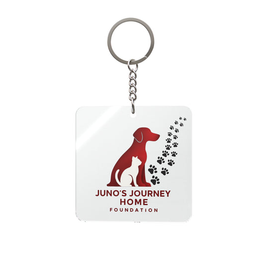 Juno's Journey Home Foundation Square Keychain | Dog Rescue Paw Print Fundraiser