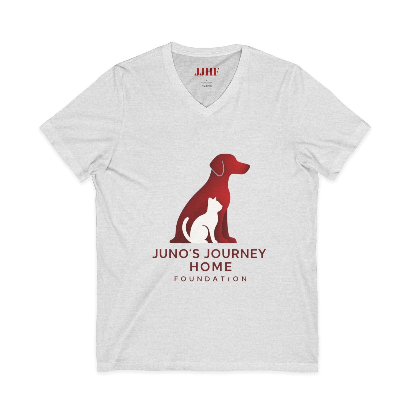 Juno's Journey Home Rescue Logo V-Neck Tee | Dog & Cat Rescue Charity Shirt