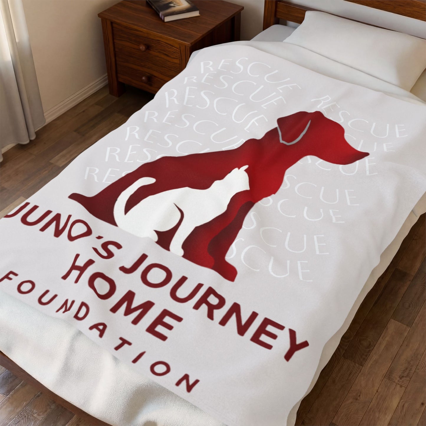 Velveteen Plush Blanket | Juno's Journey Home Rescue Dog & Cat Charity Throw
