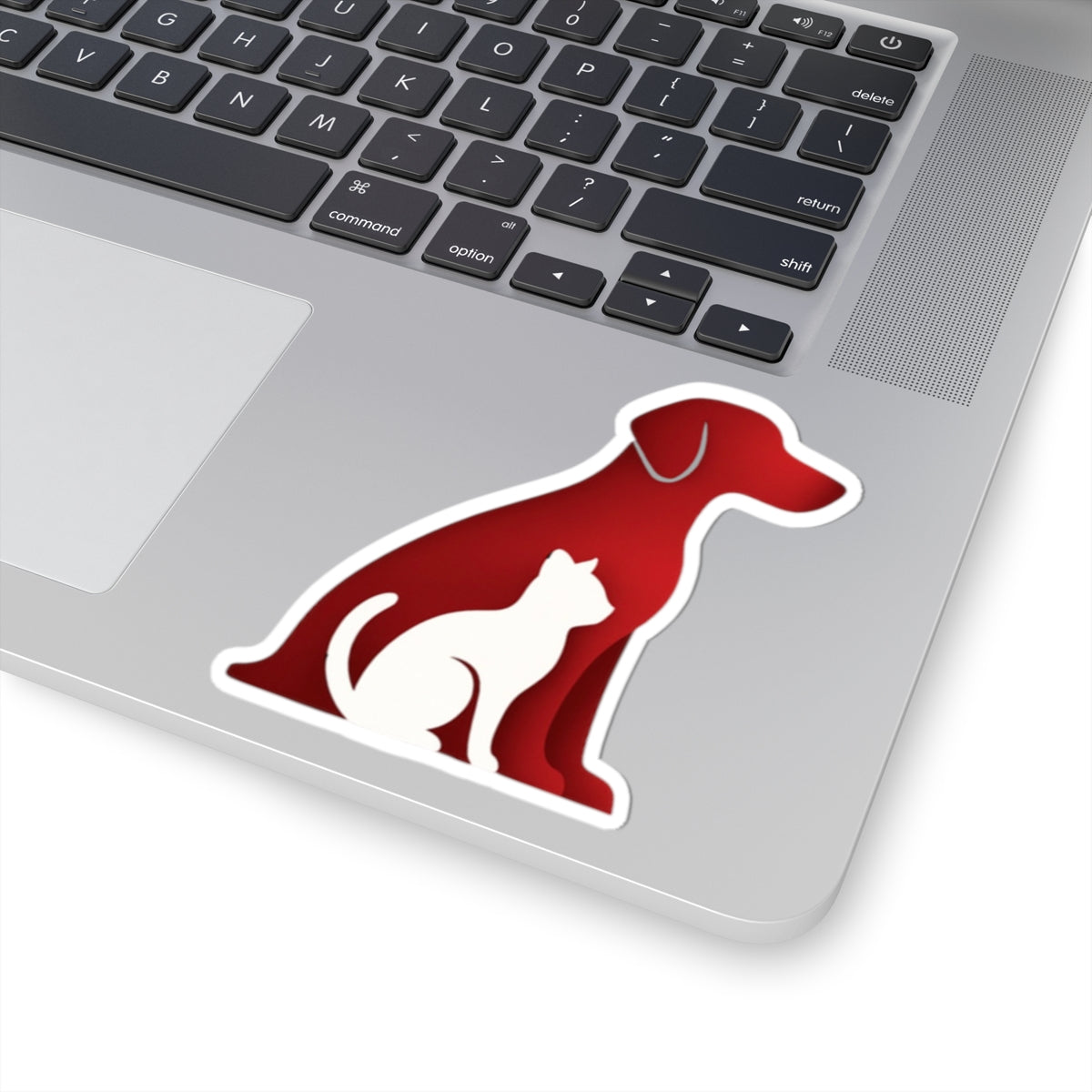 Pet Silhouette Sticker | Red Dog & Cat Kiss-Cut Vinyl Decal for Charity