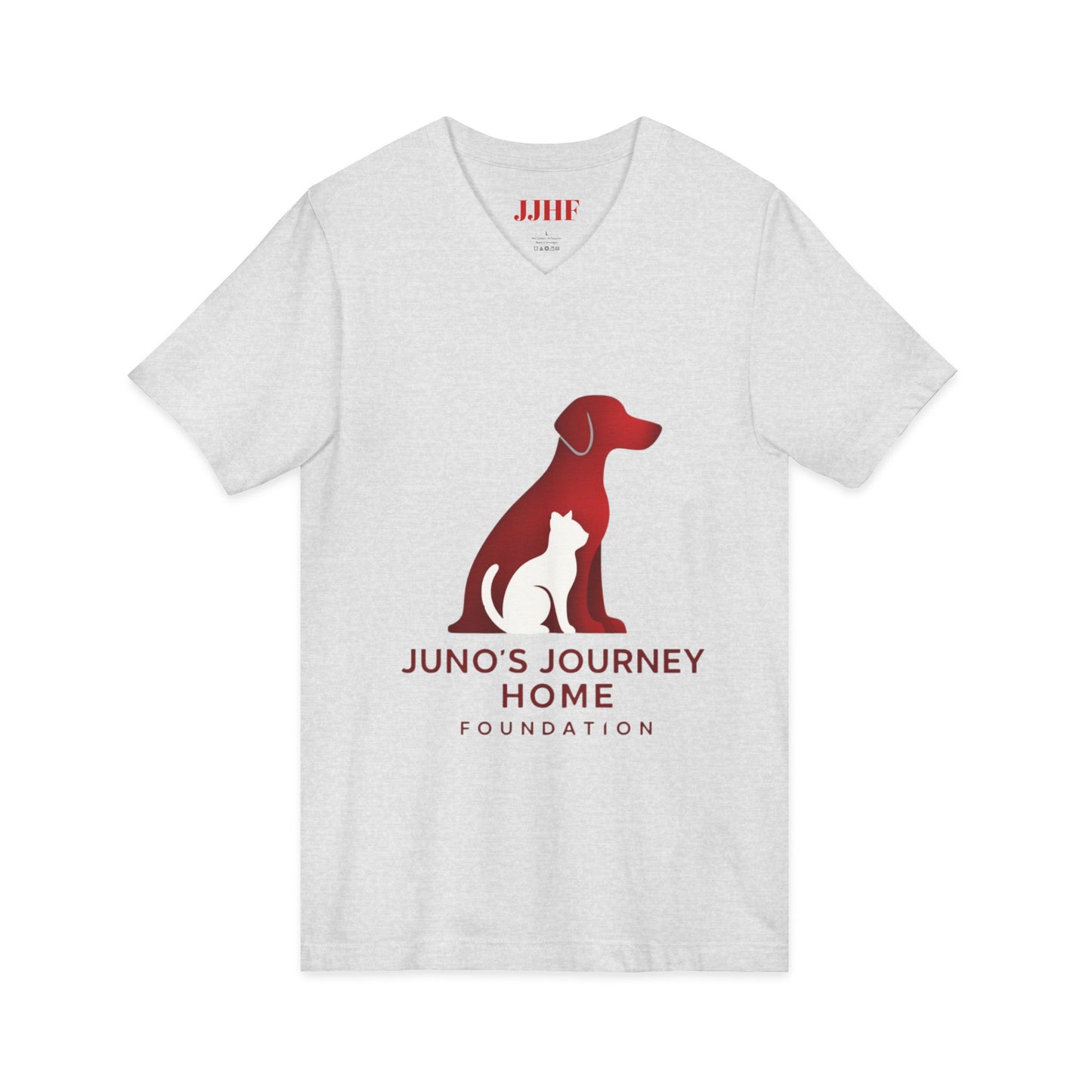 Juno's Journey Home Rescue Logo V-Neck Tee | Dog & Cat Rescue Charity Shirt