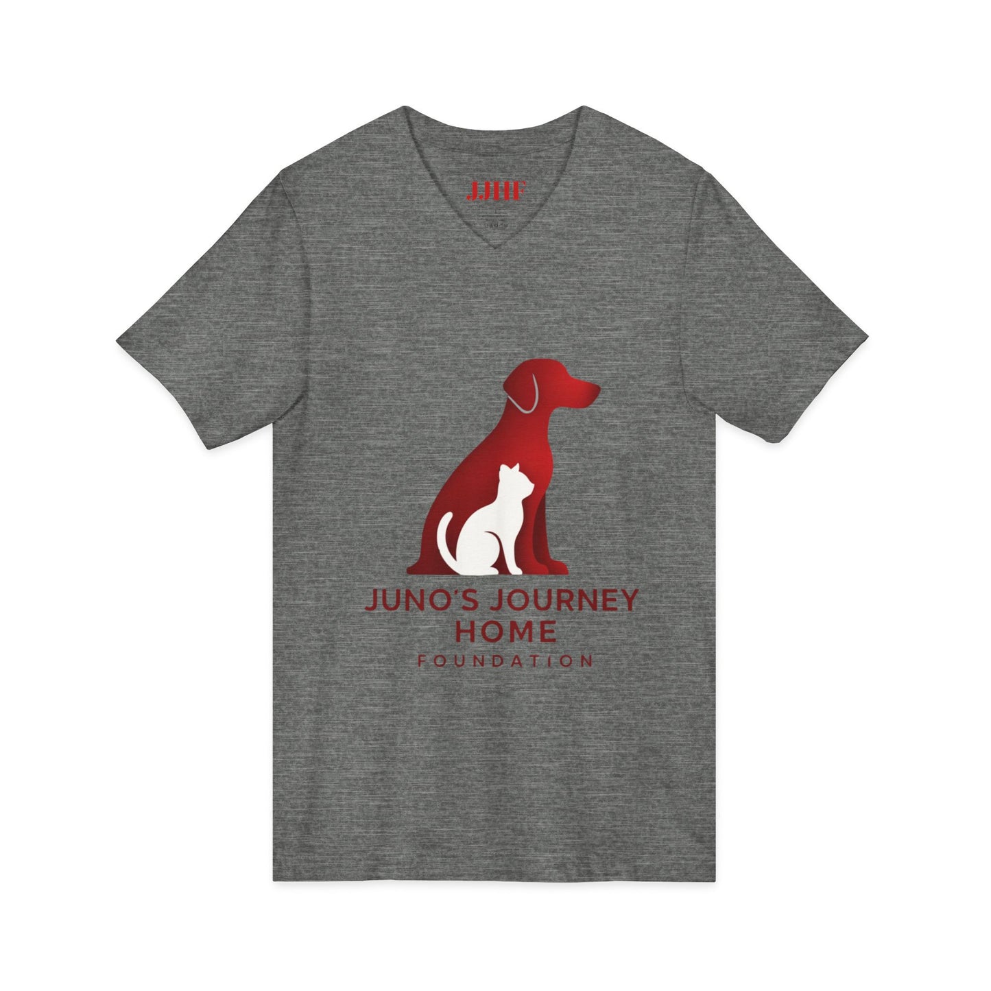 Juno's Journey Home Rescue Logo V-Neck Tee | Dog & Cat Rescue Charity Shirt