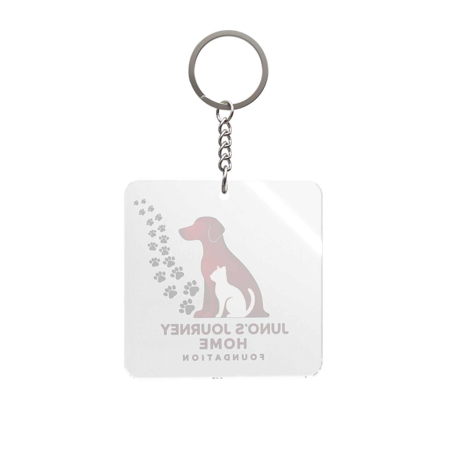 Juno's Journey Home Foundation Square Keychain | Dog Rescue Paw Print Fundraiser