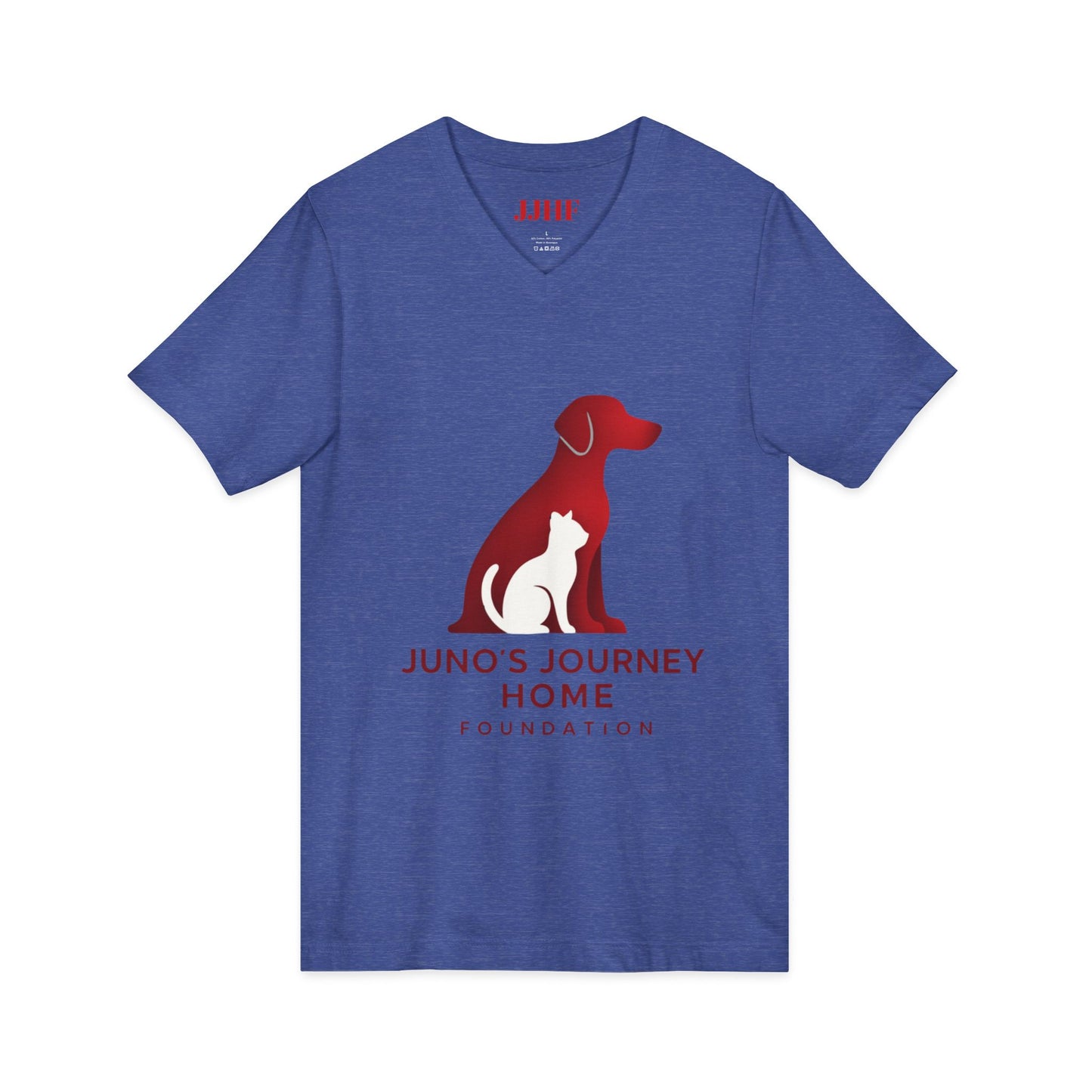 Juno's Journey Home Rescue Logo V-Neck Tee | Dog & Cat Rescue Charity Shirt