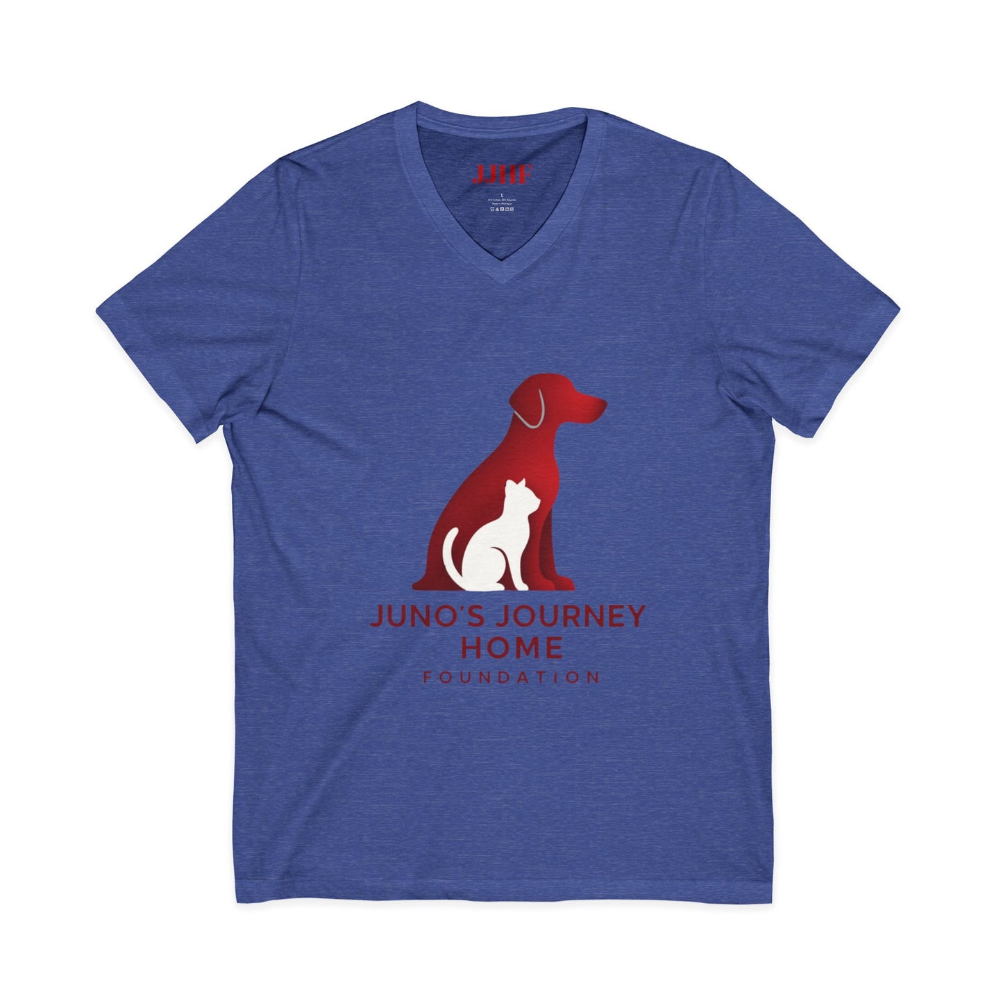 Juno's Journey Home Rescue Logo V-Neck Tee | Dog & Cat Rescue Charity Shirt