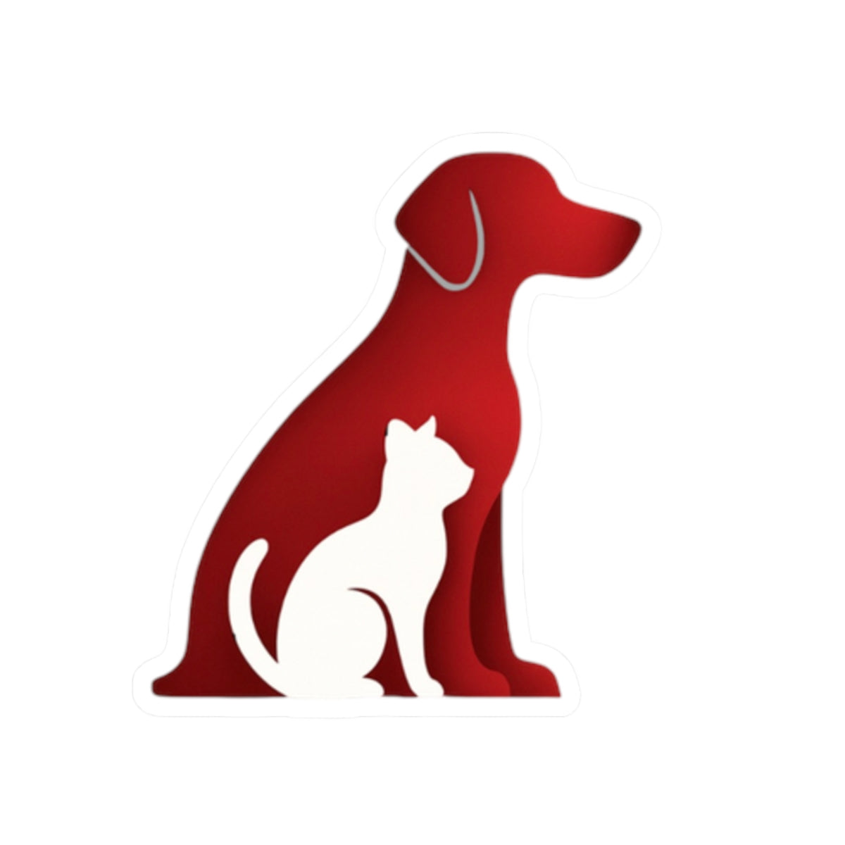 Pet Silhouette Sticker | Red Dog & Cat Kiss-Cut Vinyl Decal for Charity