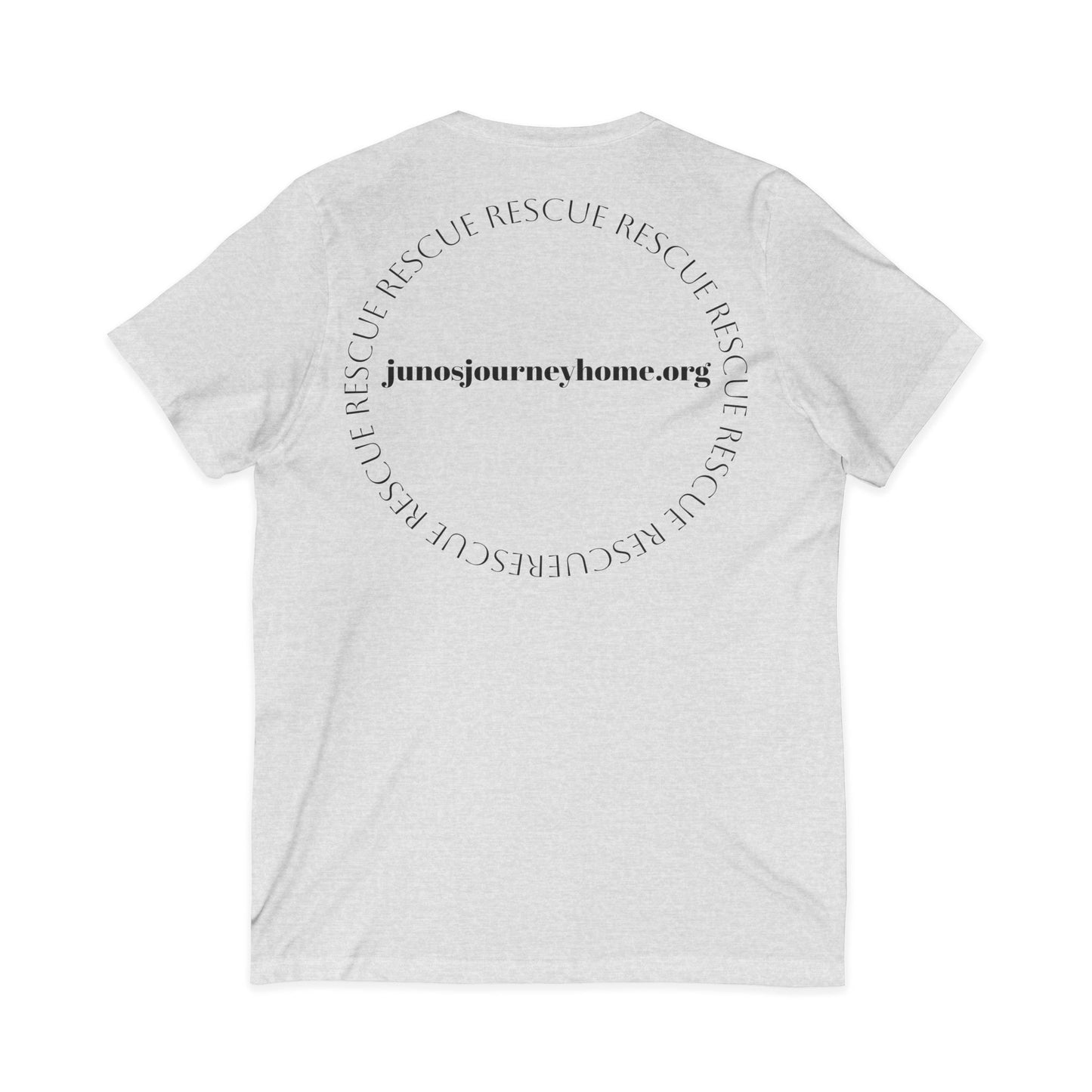 Juno's Journey Home Rescue Logo V-Neck Tee | Dog & Cat Rescue Charity Shirt