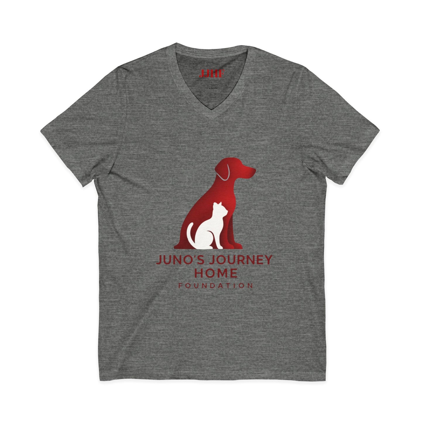 Juno's Journey Home Rescue Logo V-Neck Tee | Dog & Cat Rescue Charity Shirt