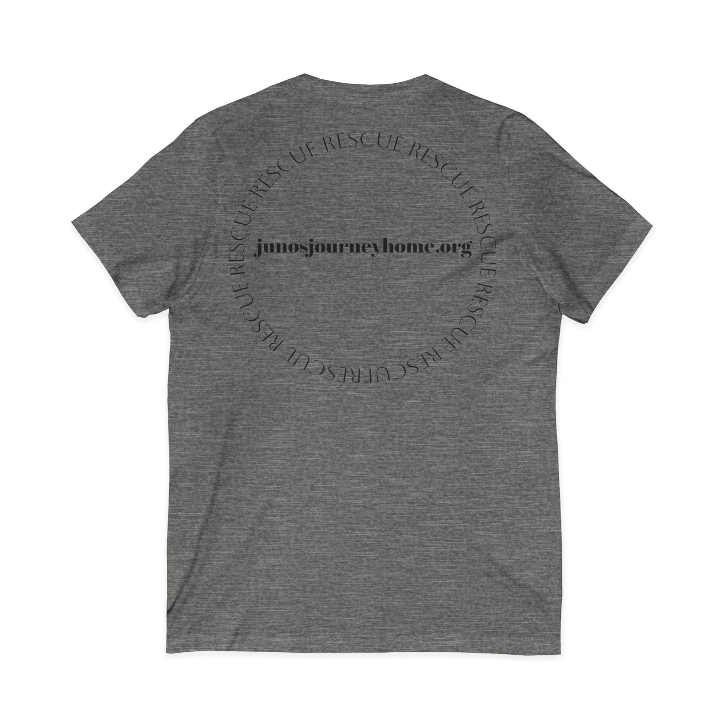 Juno's Journey Home Rescue Logo V-Neck Tee | Dog & Cat Rescue Charity Shirt
