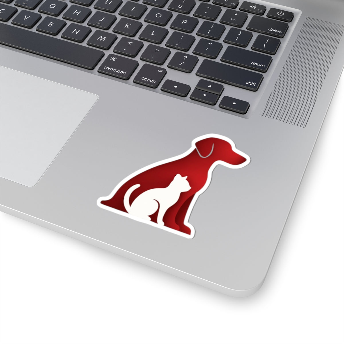 Pet Silhouette Sticker | Red Dog & Cat Kiss-Cut Vinyl Decal for Charity